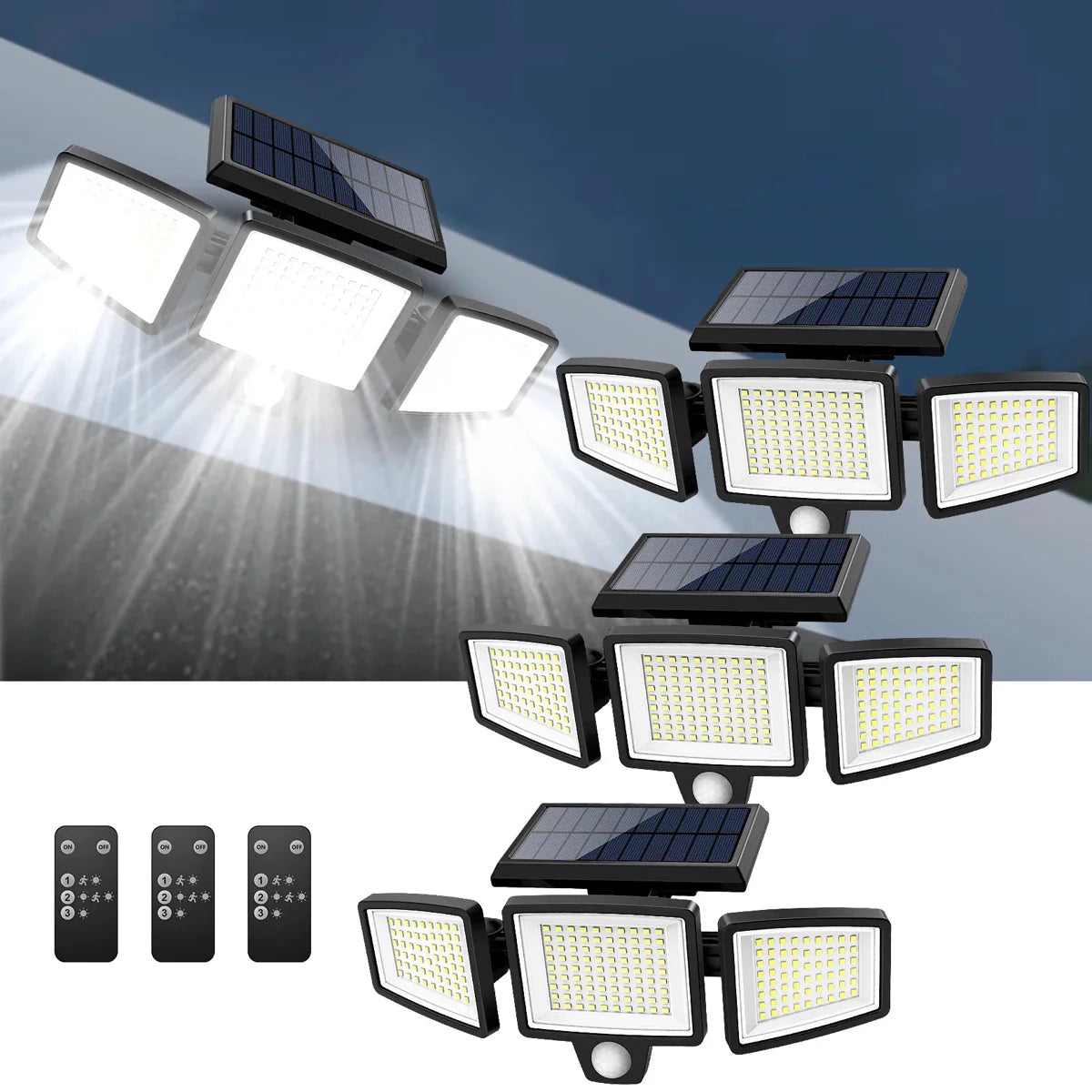 200 LED Solar Wall Light with Motion Sensor – Outdoor Solar-Powered Lighting – IP65 Waterproof – 100% Energy Saving