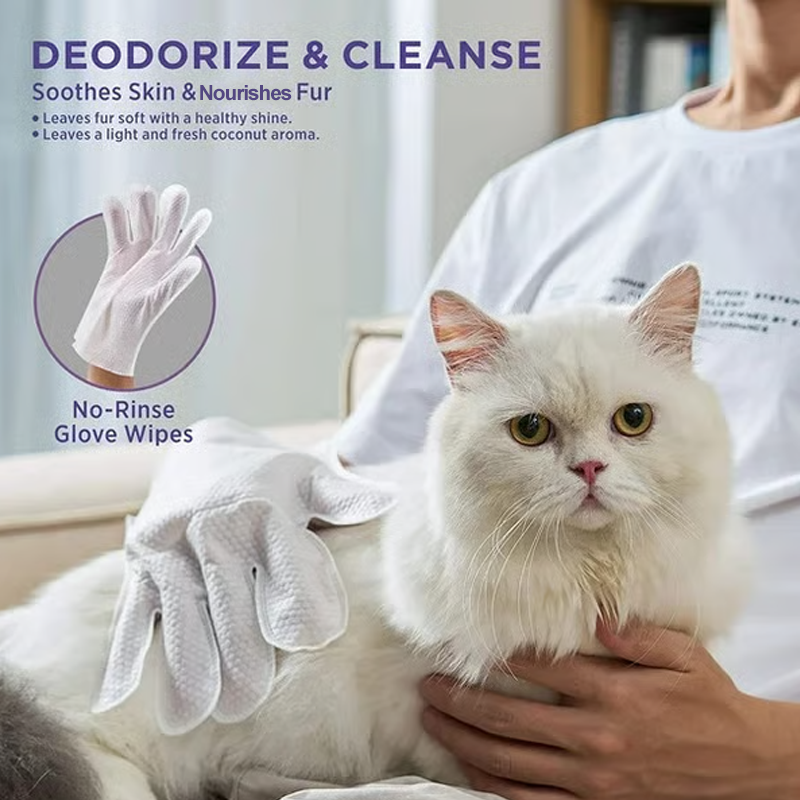 Rinse-Free Pet Cleaning Deodorizing Gloves
