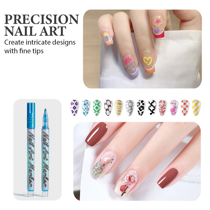 💫✨Unleash Your Creativity with 12 Fine-Tip Nail Art Pens | Create salon-quality, water-based designs effortlessly. DIY like a pro!