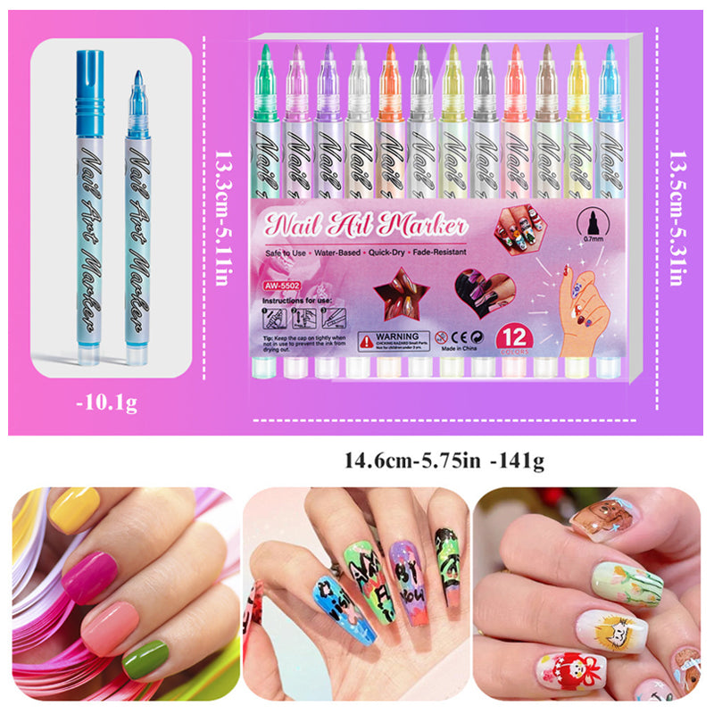 💫✨Unleash Your Creativity with 12 Fine-Tip Nail Art Pens | Create salon-quality, water-based designs effortlessly. DIY like a pro!