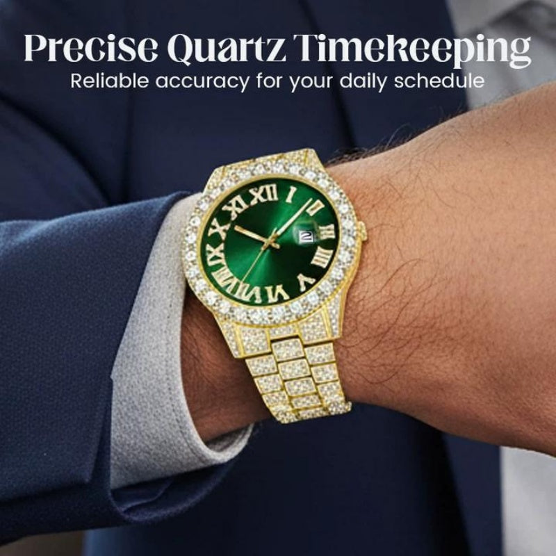 💎 Steal the Spotlight! Full Rhinestone Men's Quartz Watch | Luxe Design, Statement Look