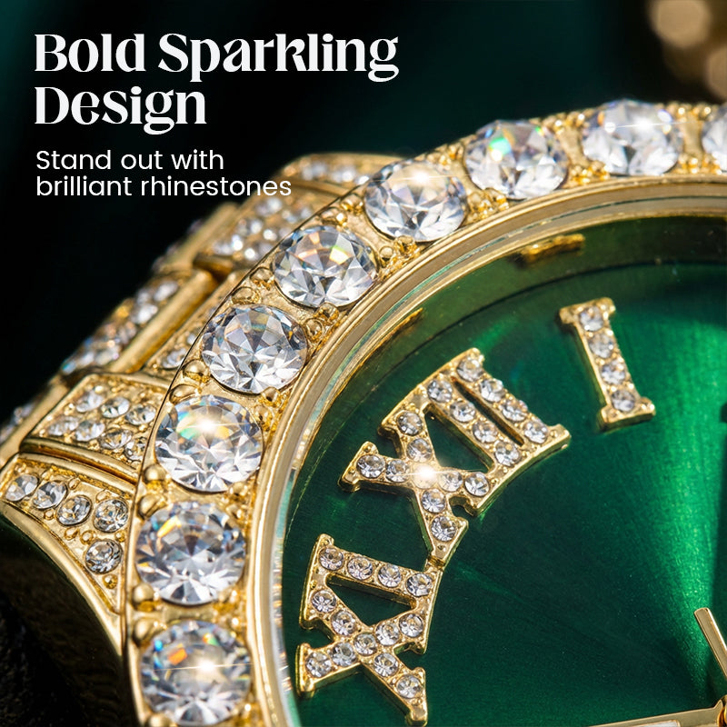 💎 Steal the Spotlight! Full Rhinestone Men's Quartz Watch | Luxe Design, Statement Look