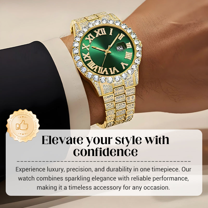 💎 Steal the Spotlight! Full Rhinestone Men's Quartz Watch | Luxe Design, Statement Look