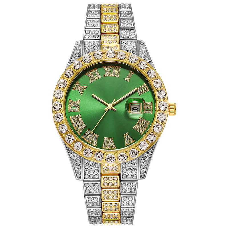 💎 Steal the Spotlight! Full Rhinestone Men's Quartz Watch | Luxe Design, Statement Look