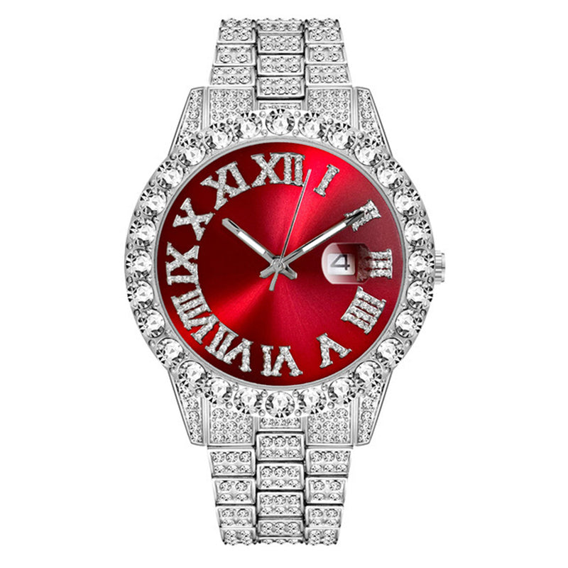 💎 Steal the Spotlight! Full Rhinestone Men's Quartz Watch | Luxe Design, Statement Look