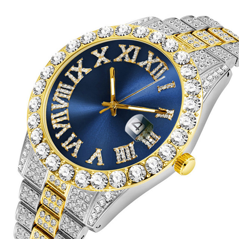 💎 Steal the Spotlight! Full Rhinestone Men's Quartz Watch | Luxe Design, Statement Look