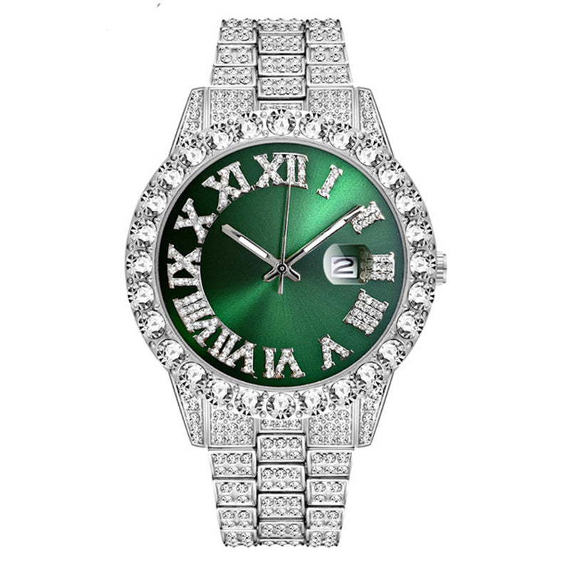 💎 Steal the Spotlight! Full Rhinestone Men's Quartz Watch | Luxe Design, Statement Look
