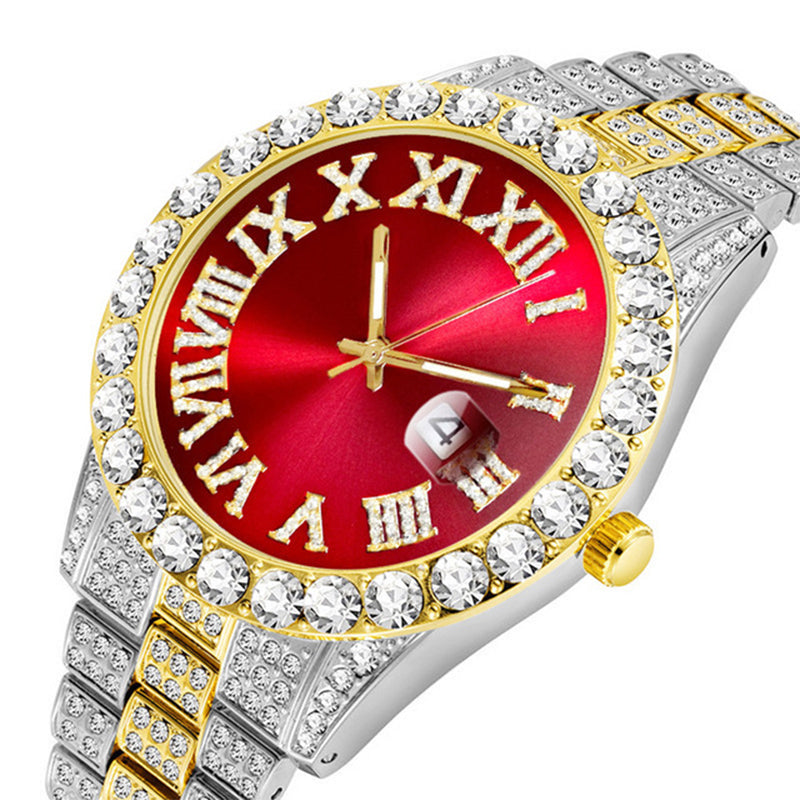 💎 Steal the Spotlight! Full Rhinestone Men's Quartz Watch | Luxe Design, Statement Look
