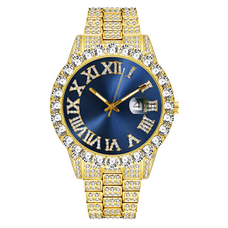 💎 Steal the Spotlight! Full Rhinestone Men's Quartz Watch | Luxe Design, Statement Look