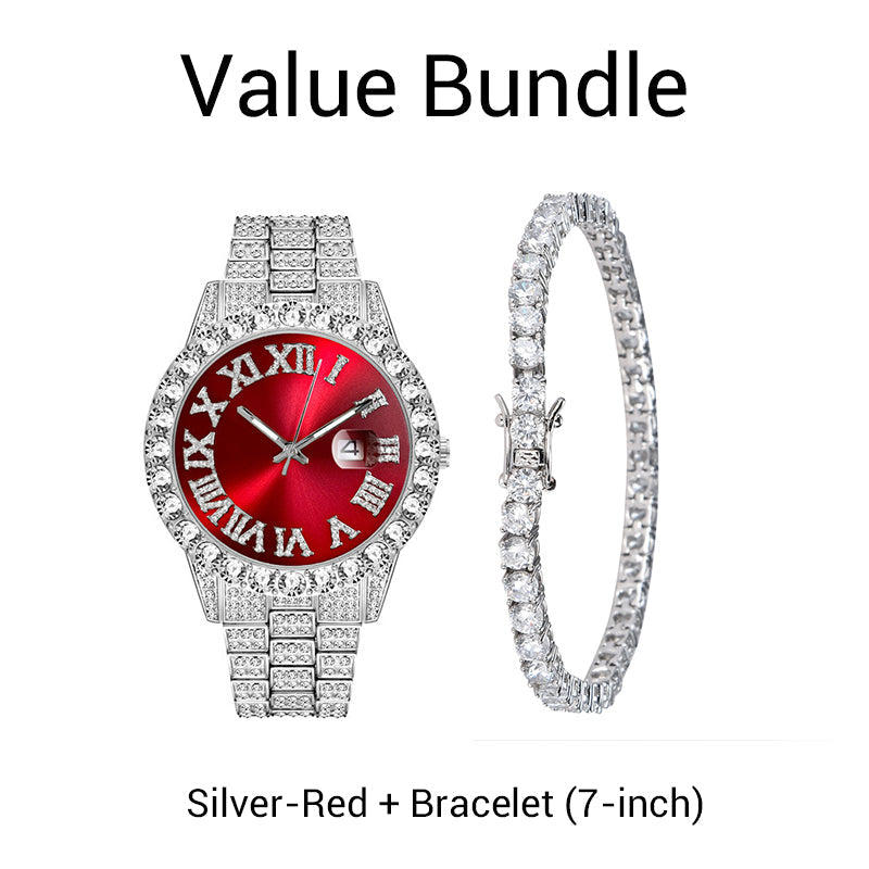 💎 Steal the Spotlight! Full Rhinestone Men's Quartz Watch | Luxe Design, Statement Look