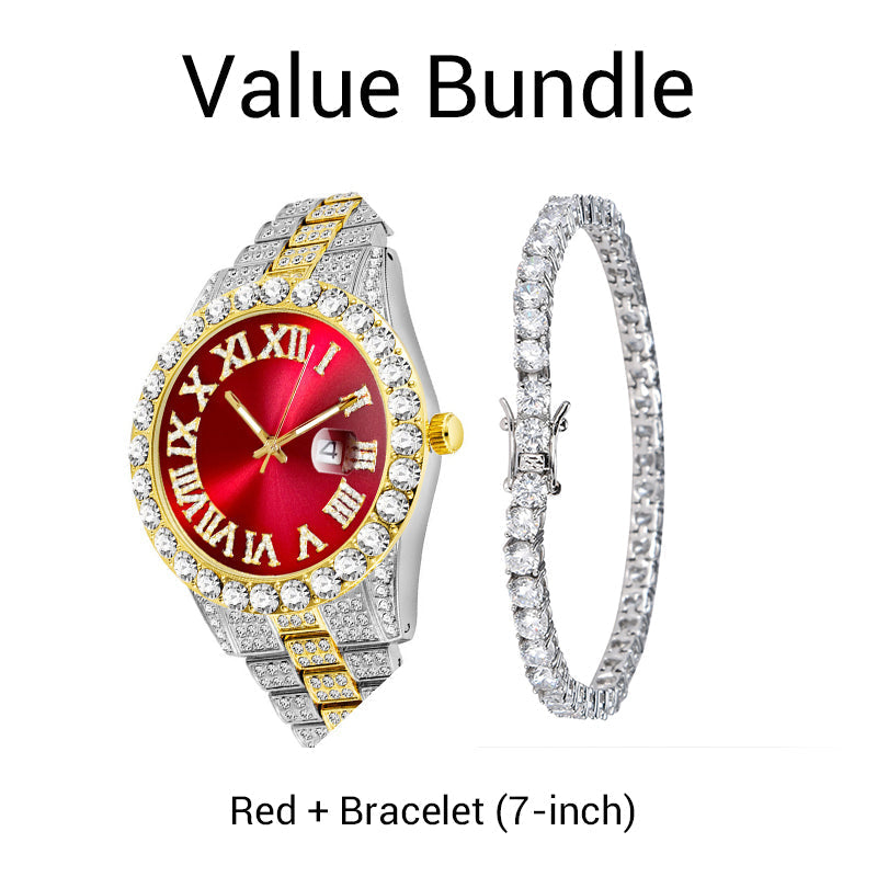 💎 Steal the Spotlight! Full Rhinestone Men's Quartz Watch | Luxe Design, Statement Look