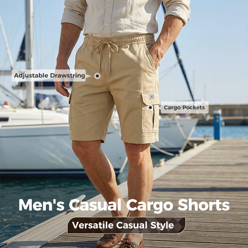 💖🩳 Men's Casual Cargo Shorts with Drawstring Waist – Multi-Pocket, Lightweight & Breathable 👖✨