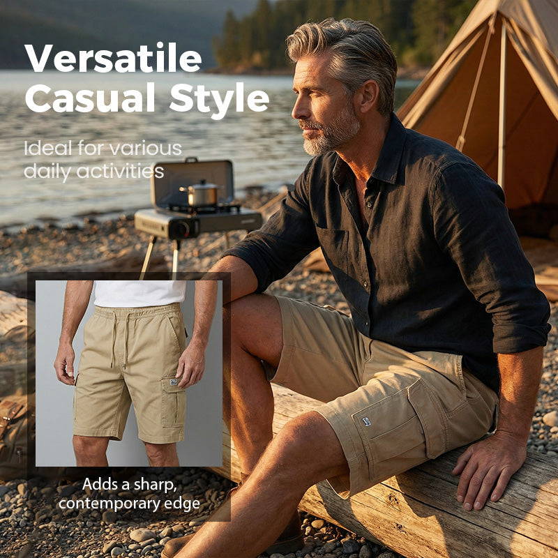 💖🩳 Men's Casual Cargo Shorts with Drawstring Waist – Multi-Pocket, Lightweight & Breathable 👖✨