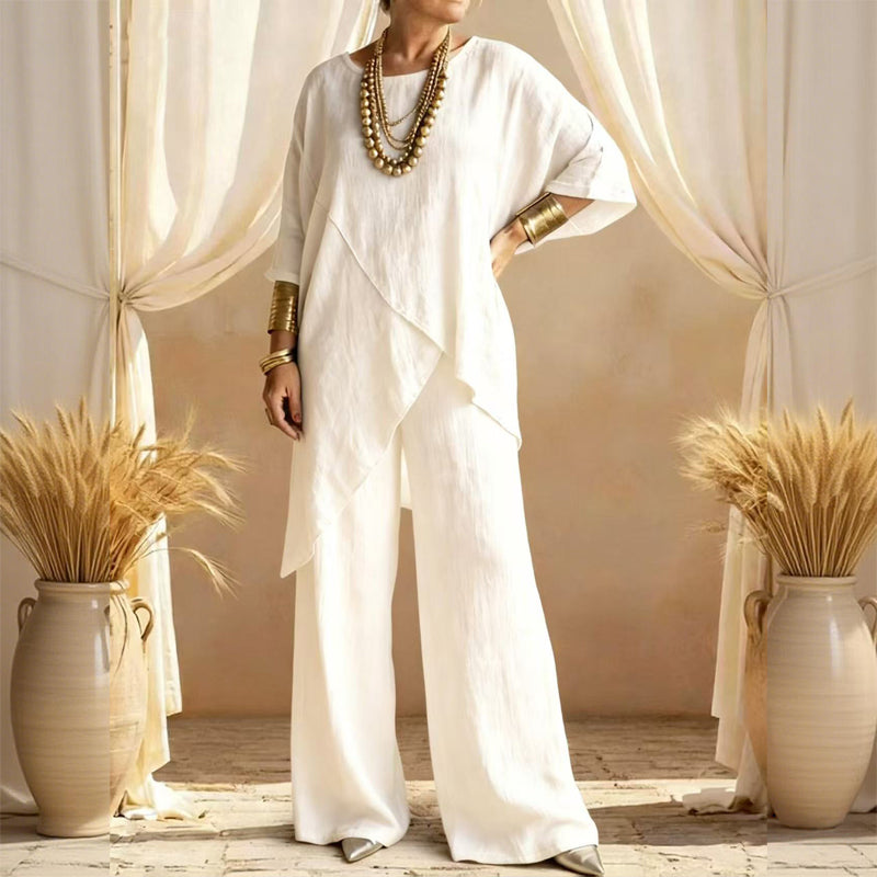 💥Women's Two-Piece Loose Fit Outfit with Asymmetrical Top