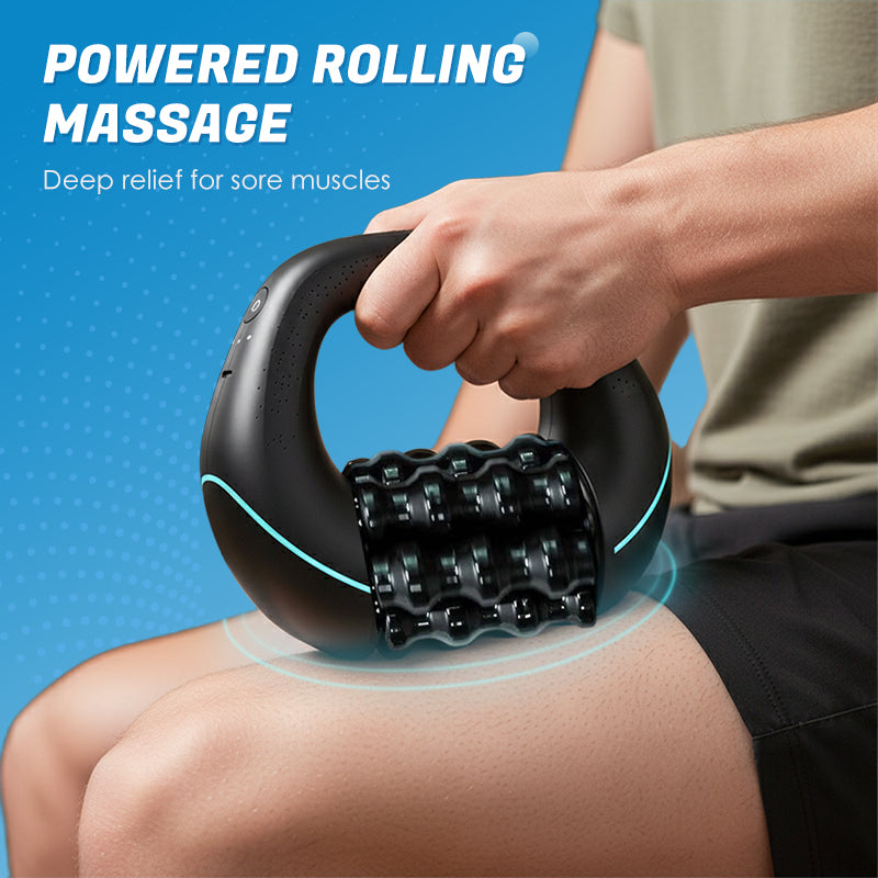 Electric handheld massager with rollers
