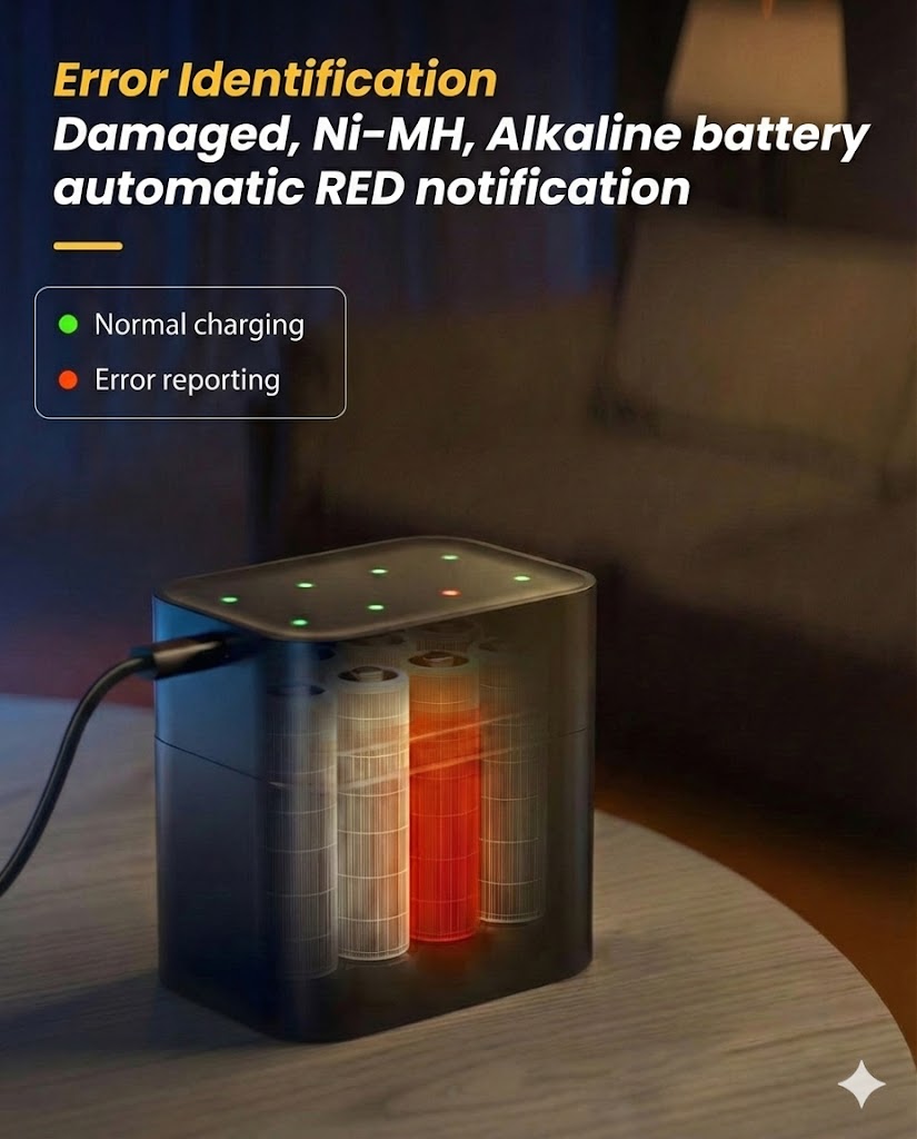 Battery Charger Set with 8 AA Rechargeable Batteries – 2.5-Hour Fast Charger (Compatible with AA & AAA)