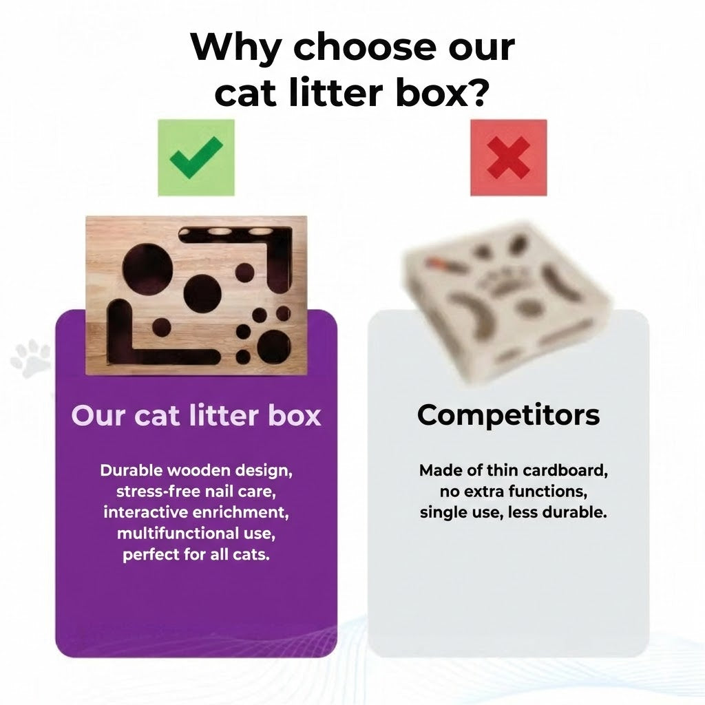 Cat Nail File Scratching Board - Stress-Free Nail Filing During Play (Puzzle Box)