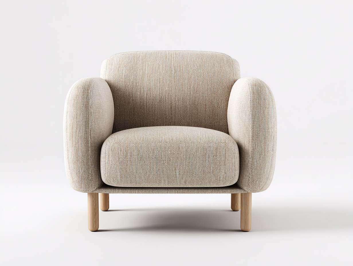 Poltrona lounge in tessuto imbottito 80x85x78cm - Beige - Stile moderno essenziale-Casagomart