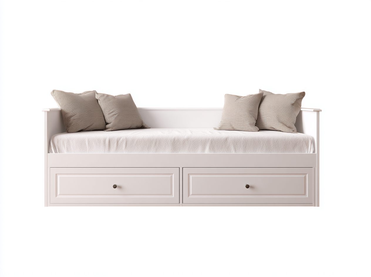 Divano letto in legno con cassetti 200x90x75 cm - beige - design classico adatto a soggiorno-Casagomart