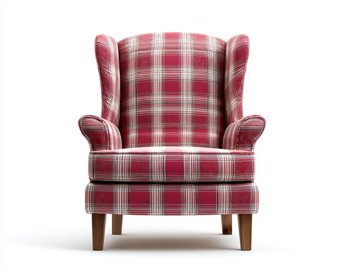 Poltrona a orecchioni in tessuto 75x80x105 cm - rosso - design classico per soggiorno o angolo lettura-Casagomart