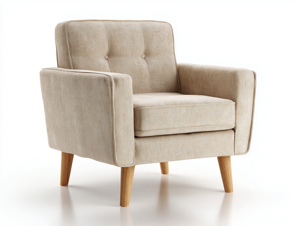Poltrona lounge in tessuto imbottito 78x80x82 cm - beige - design moderno-Casagomart