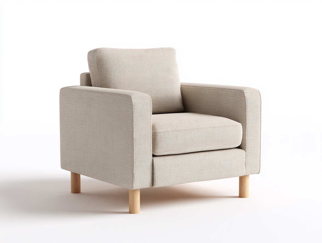 Poltrona lounge imbottita in tessuto 80x85x85 cm - beige - design moderno adatto a soggiorno-Casagomart