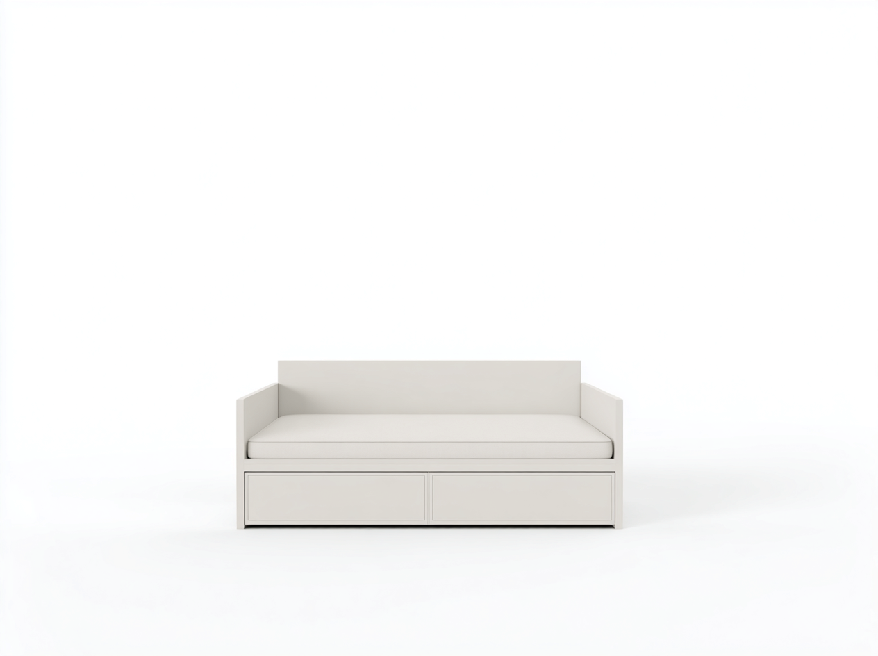 Divano letto imbottito in tessuto 200x90x75 cm - beige - design moderno adatto a soggiorno-Casagomart