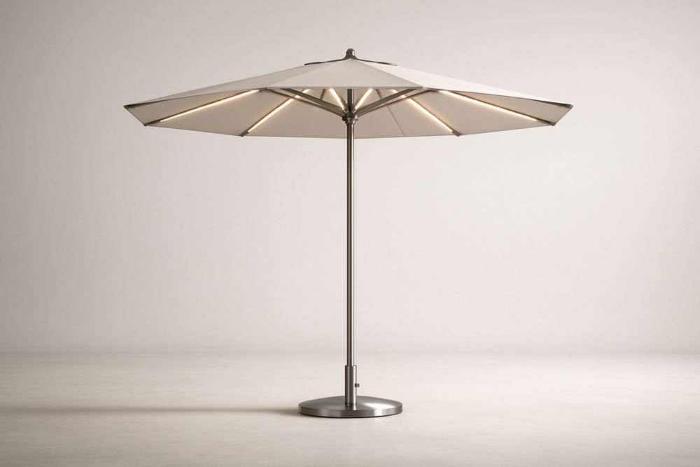 Ombrellone da Esterno in Acciaio e Poliestere Beige-Decorlivingx