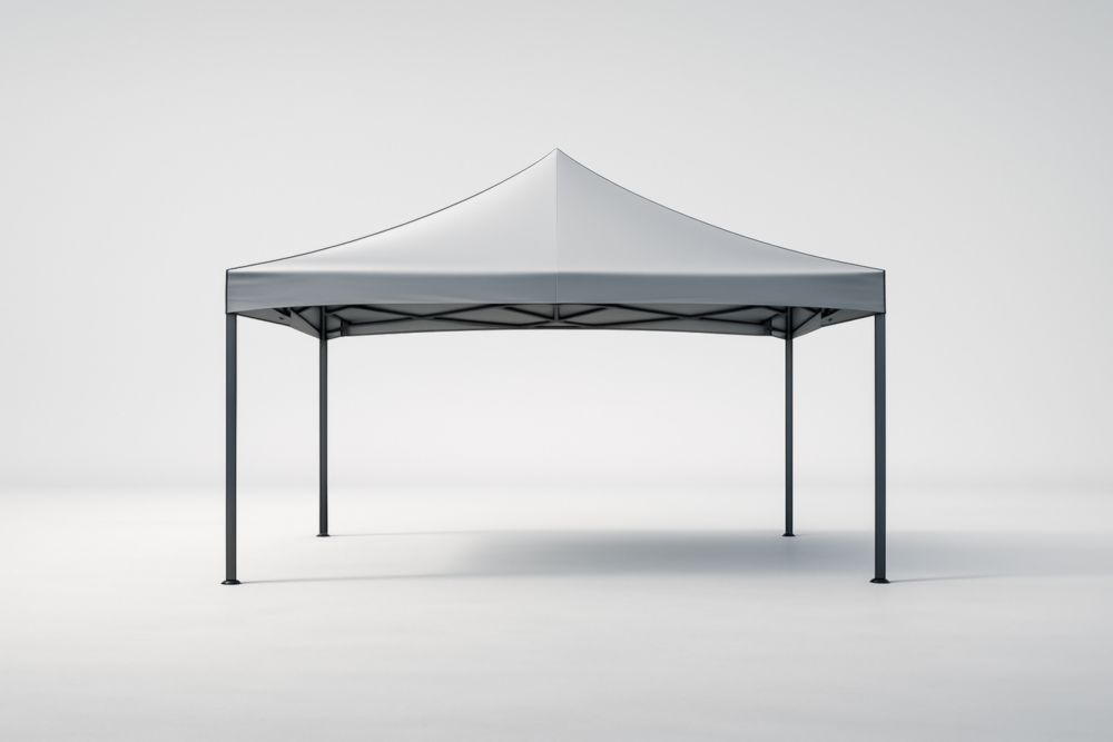Tenda da esterno con telaio in acciaio e tessuto in poliestere bianco-Decorlivingx
