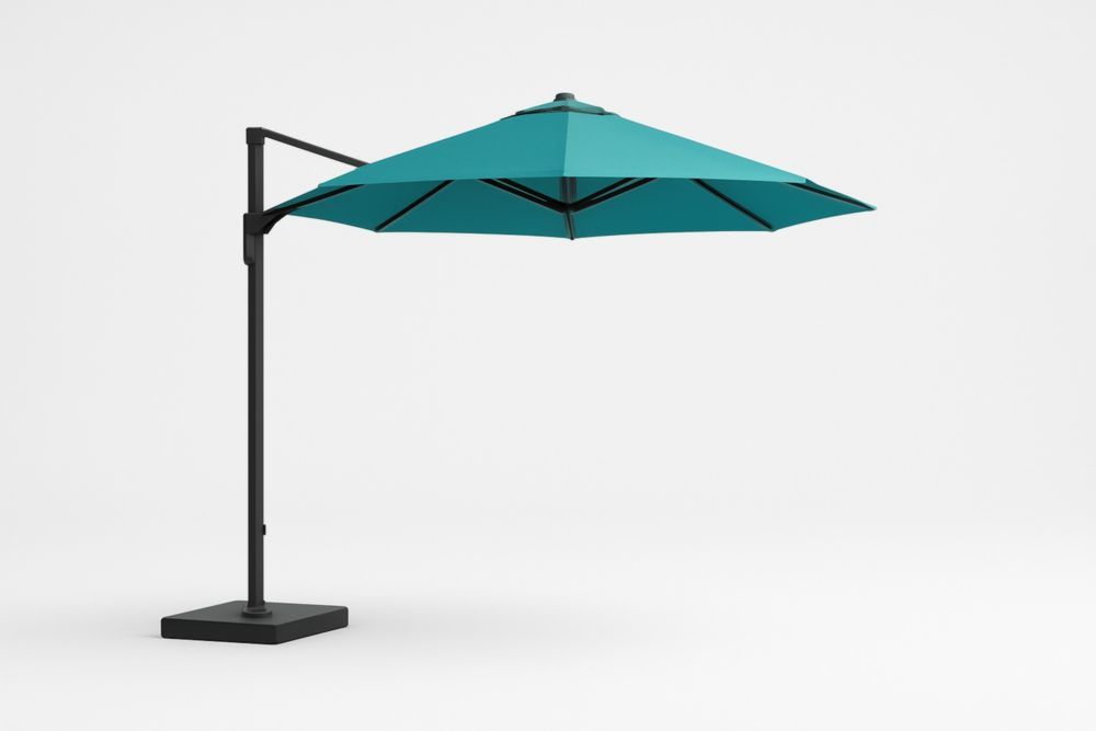 Ombrellone da Giardino 3m Poliestere Alluminio Base Quadrata Turchese-Decorlivingx