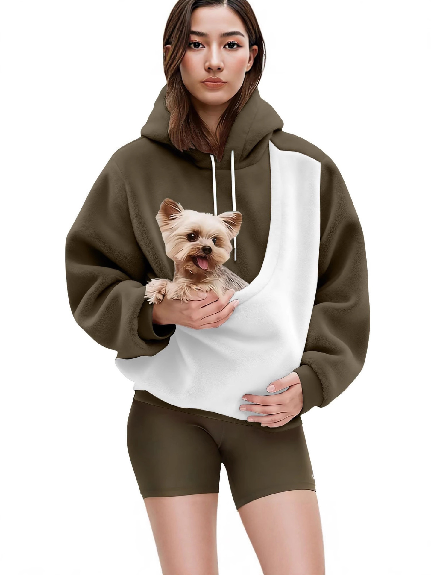 Flannel Pet Carrier Hoodie — Warm, Cozy & Convenient Kangaroo Pouch Sweatshirt for You and Your Pet