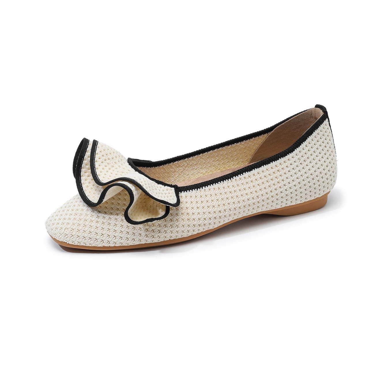 Comfortable Square-Toe Knit Flats Designed for Everyday Comfort