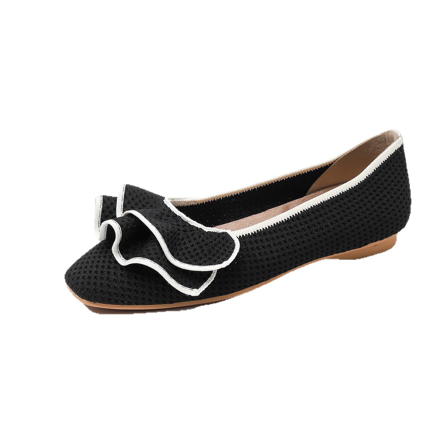 Comfortable Square-Toe Knit Flats Designed for Everyday Comfort