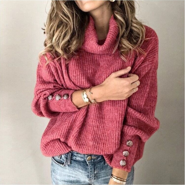 Women's Oversized Turtleneck Chunky Pullover Sweaters Cowl Neck Long Sleeve Winter Slouchy Loose Knit Sweaters