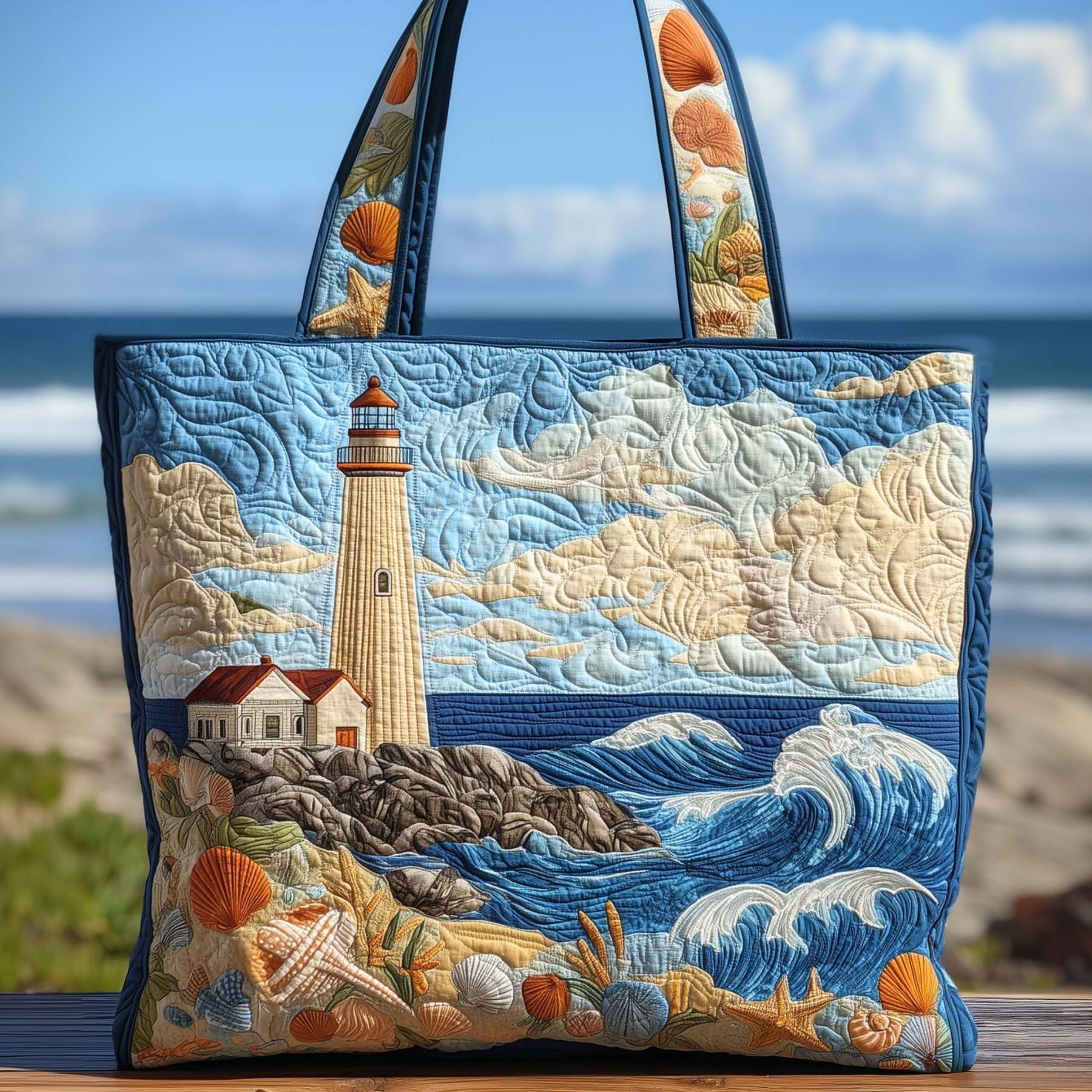 Nautical Lighthouse Quilted Tote Bag GFTOHD9227