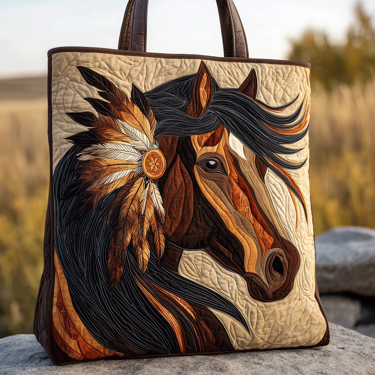 Warrior Horse Path Quilted Tote Bag