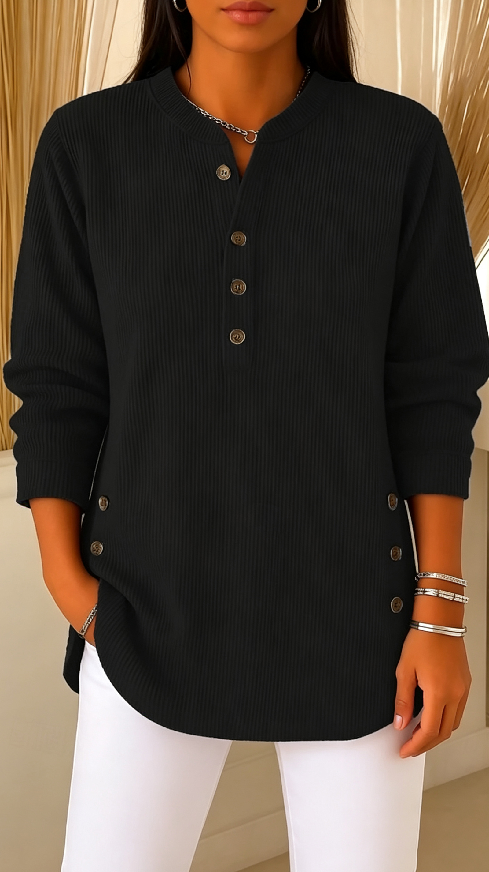 Women's Shirt Solid Color Vintage Tropical Stylish Long Sleeve