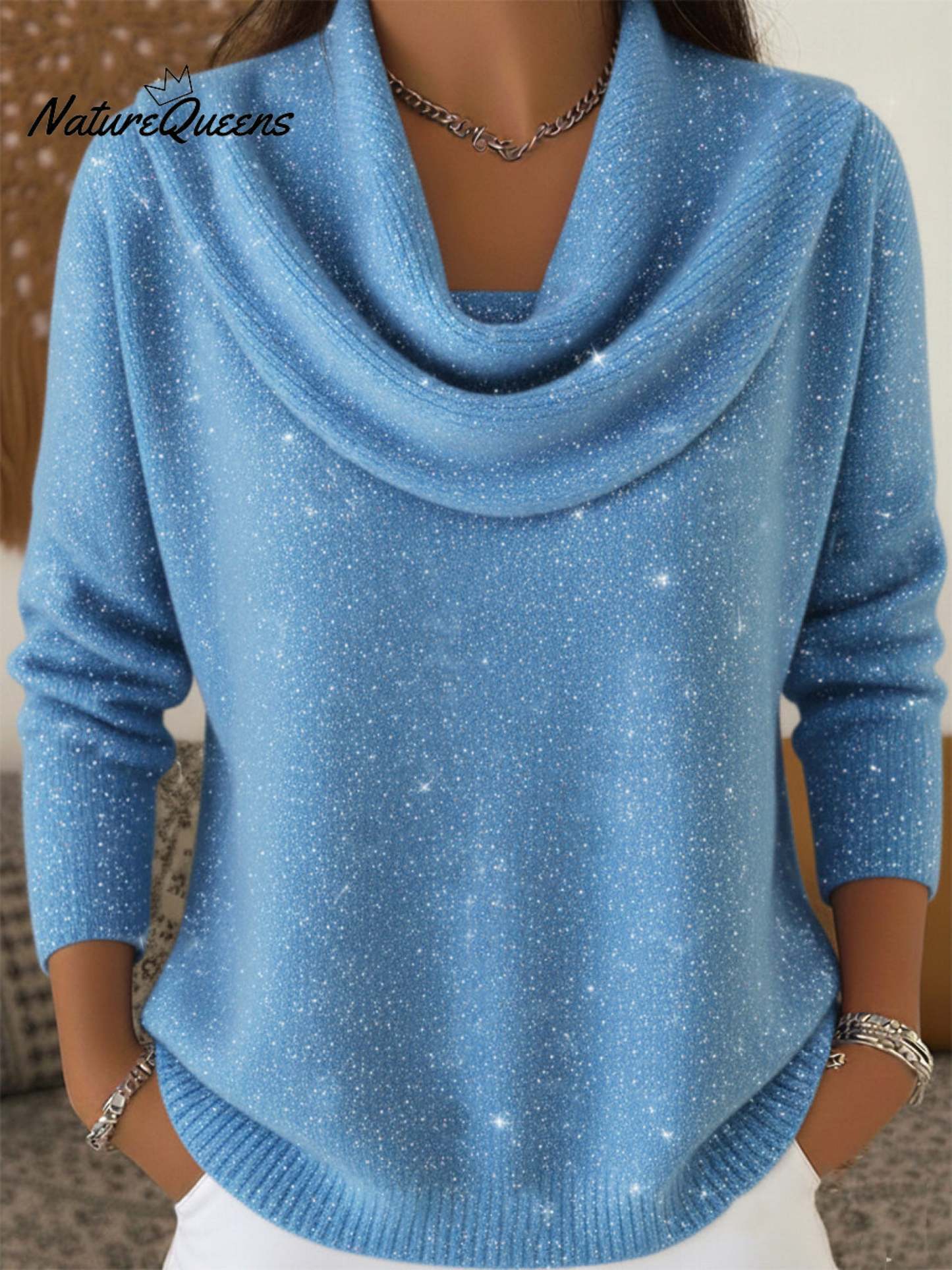 Women's Elegant Solid Color Loose Shiny Sweater