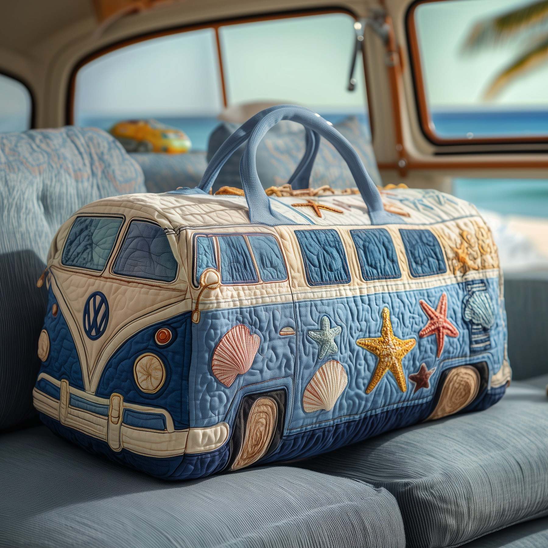 Hippie Van Beach Quilted Duffle Bag GFTOYC39