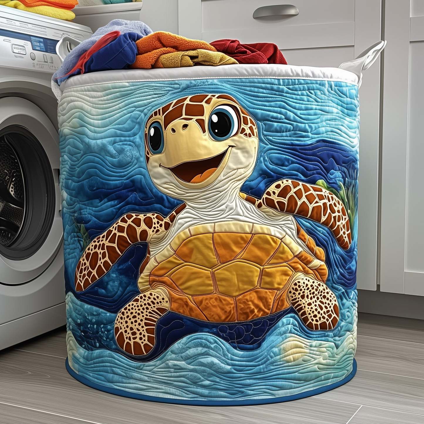 Turtle Ocean Quilted Laundry Basket GFTOYC480