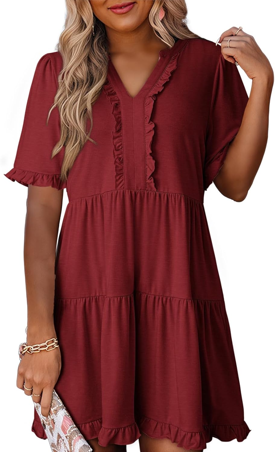 Womens Dresses 2025 Summer Spring V Neck Short Sleeve Casual A Line Fl