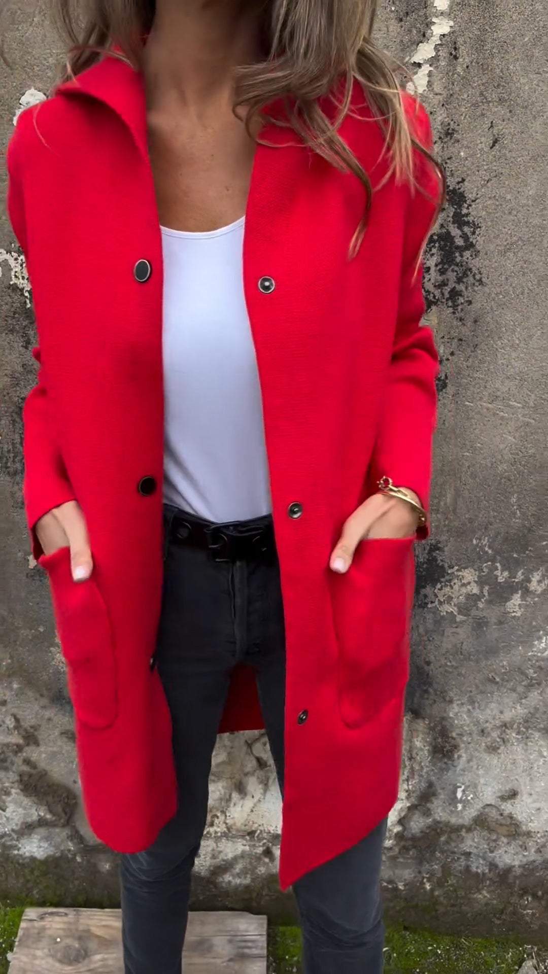 CLEARANCE SALE🔥Women's Hooded Long-sleeved Side Button Design Casual Jacket