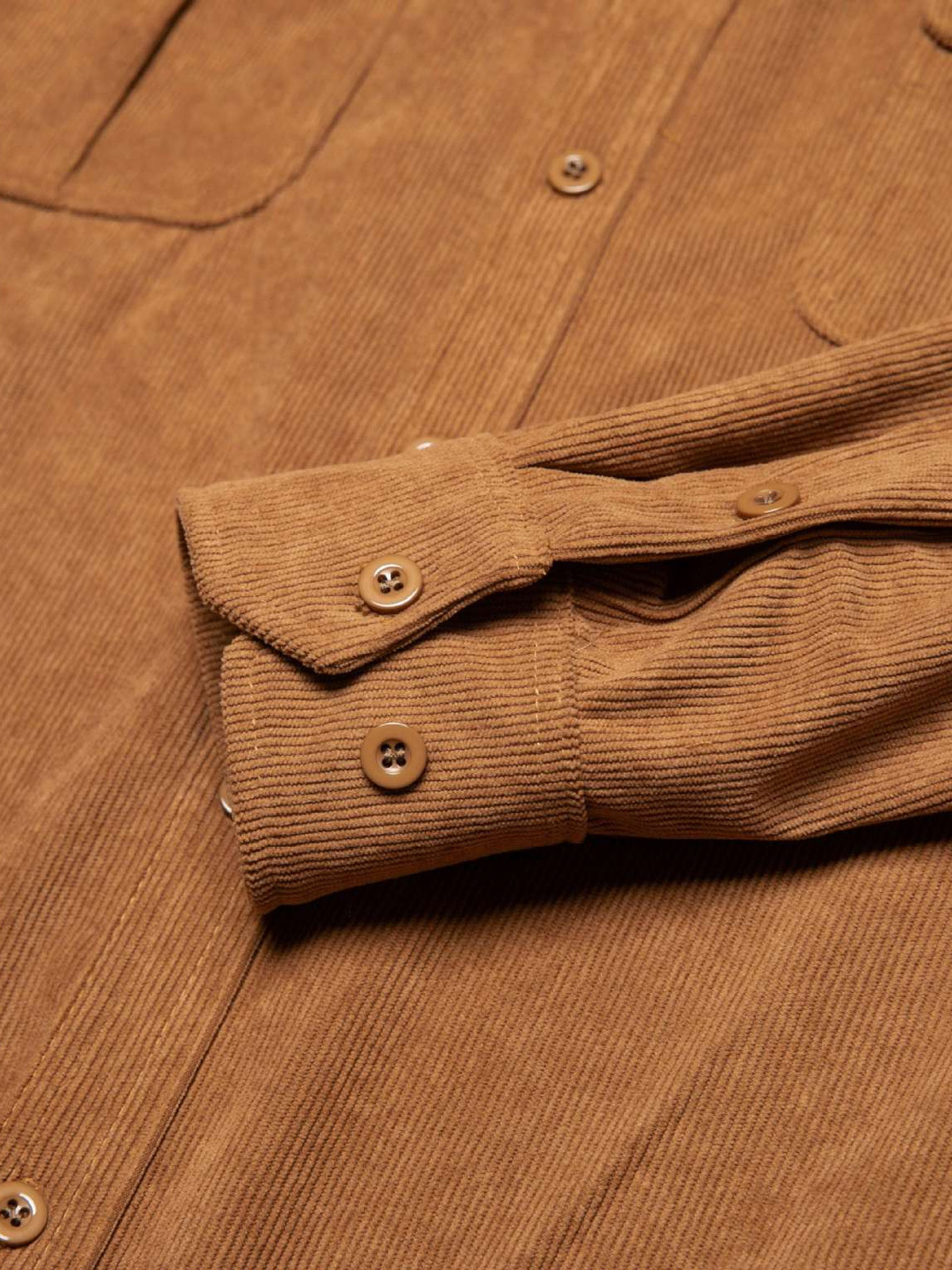 Men's Casual Corduroy Double Pocket Solid Color Long Sleeve Shirt