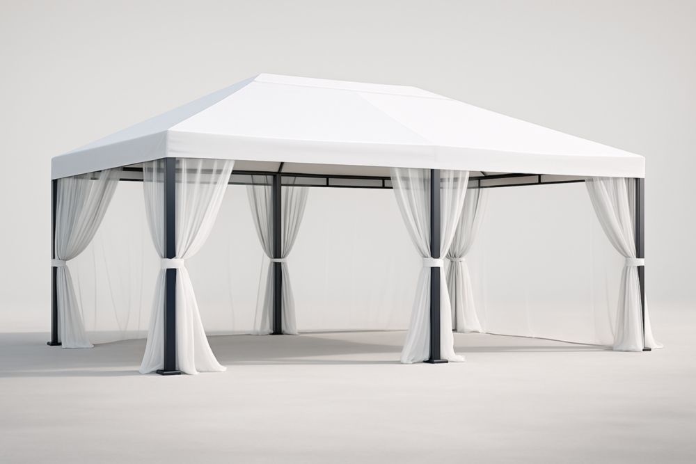 Gazebo in acciaio con copertura in tessuto poliestere bianco-Zoranivo
