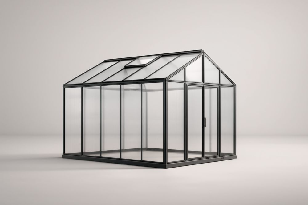 Serra in Alluminio con Vetri Temperati Nero 300x200x250 cm(Lu×L×H)-Zoranivo