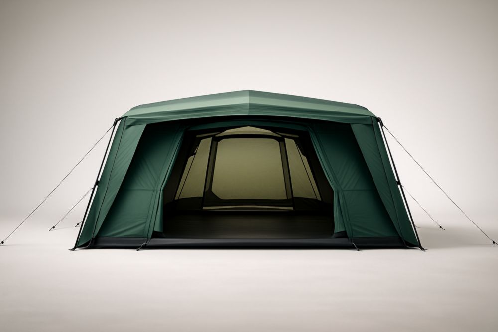 Tenda da Campeggio Familiare Poliestere con Telaio in Alluminio Verde-Zoranivo