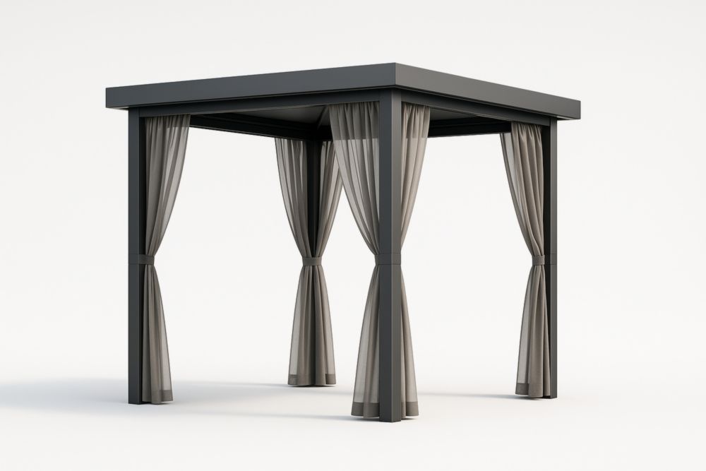 Gazebo in Alluminio con Tende in Poliestere Antracite-Zoranivo