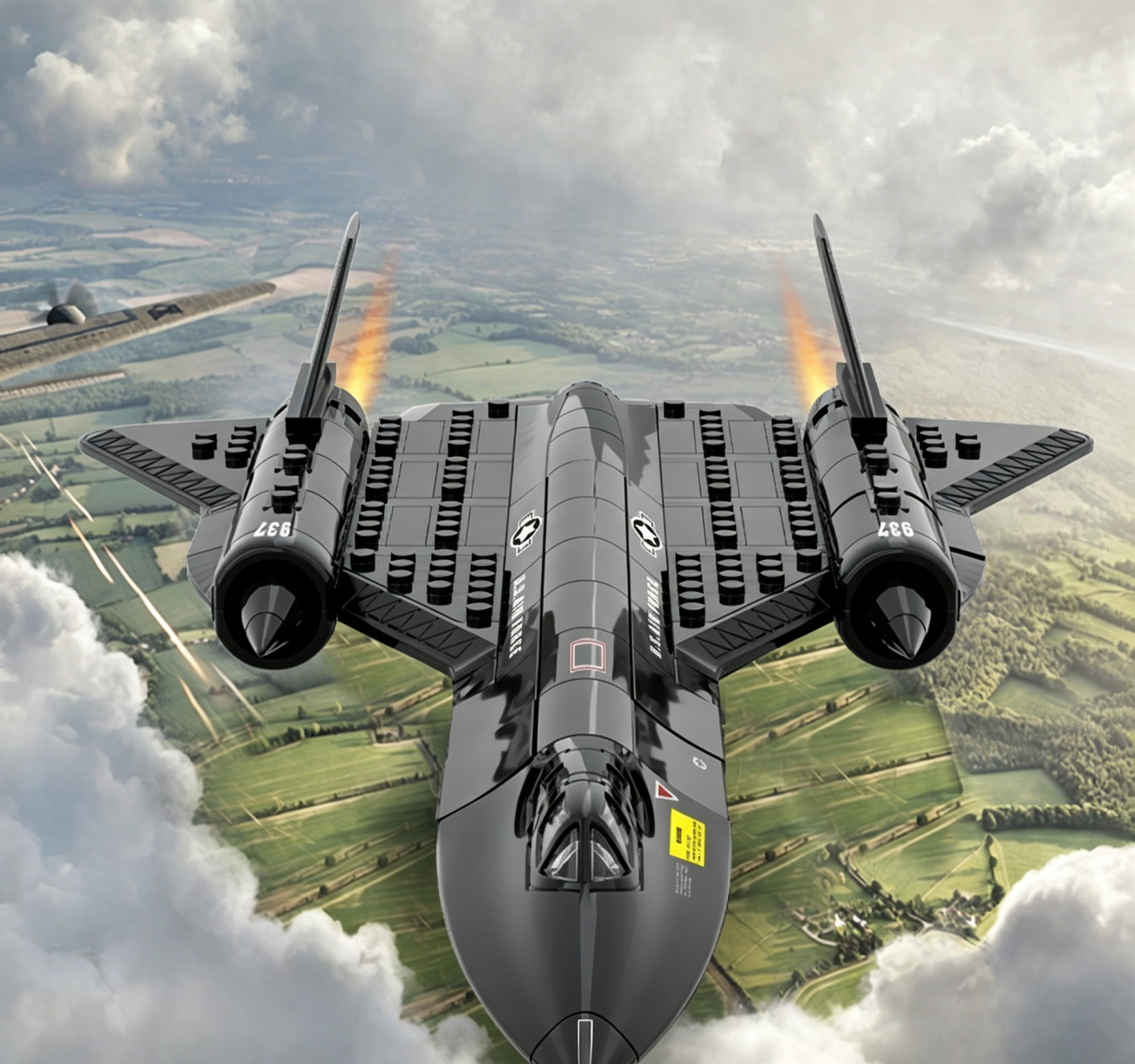 Maquette d'avion de reconnaissance SR-71 Blackbird - jouet éducatif militaire compatible avec les blocs de construction à petites pièces