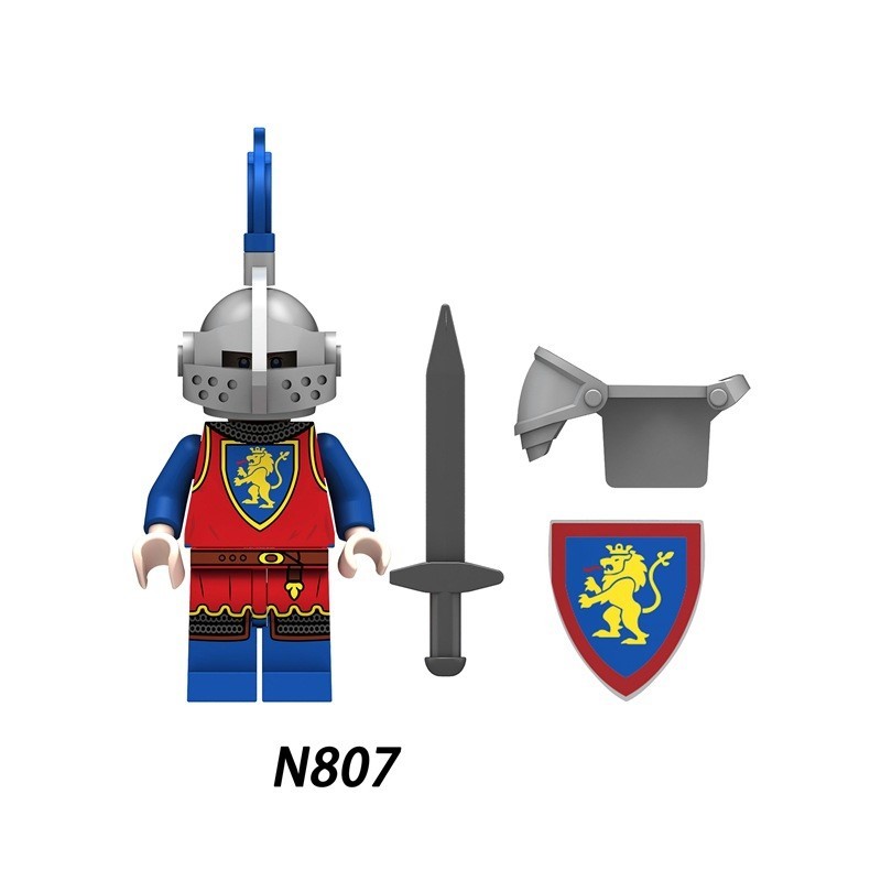 Figurine de chevalier d'un château ancien, corbeau, aigle noir, lion rouge, chevalier noir, accessoires pour scènes de jeu militaire