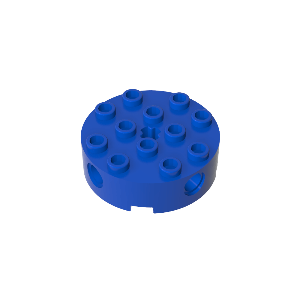 Brique ronde 4 x 4 avec 4 trous latéraux pour goupilles et un trou central pour l'axe-MyGobricksFr